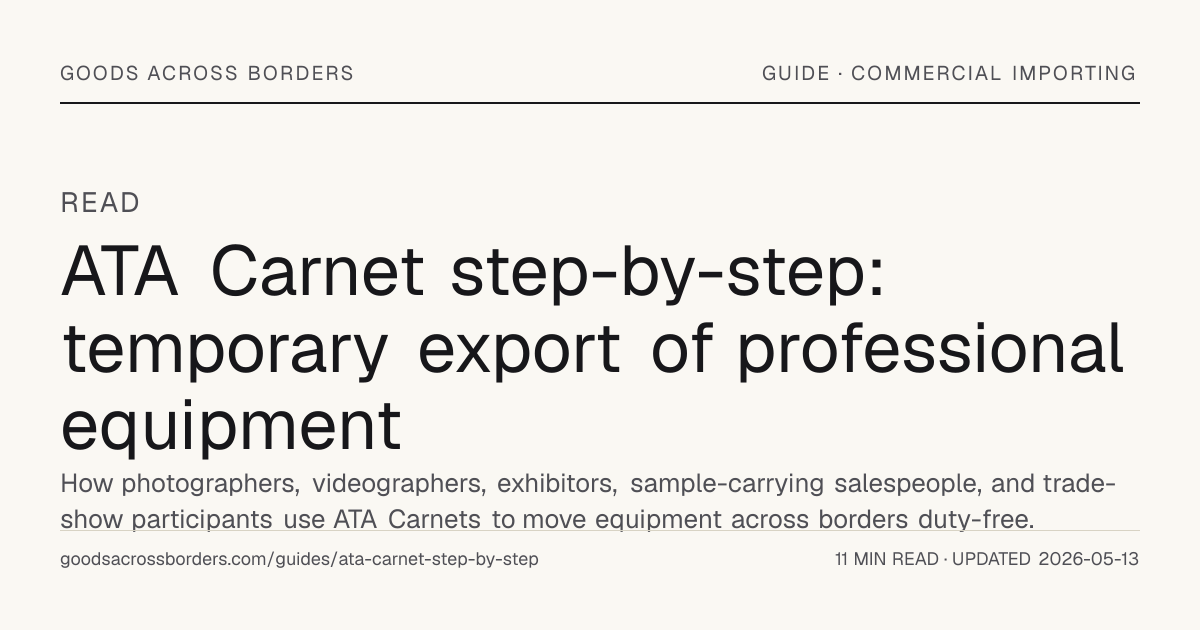 ATA Carnet step-by-step: temporary export of professional equipment ...
